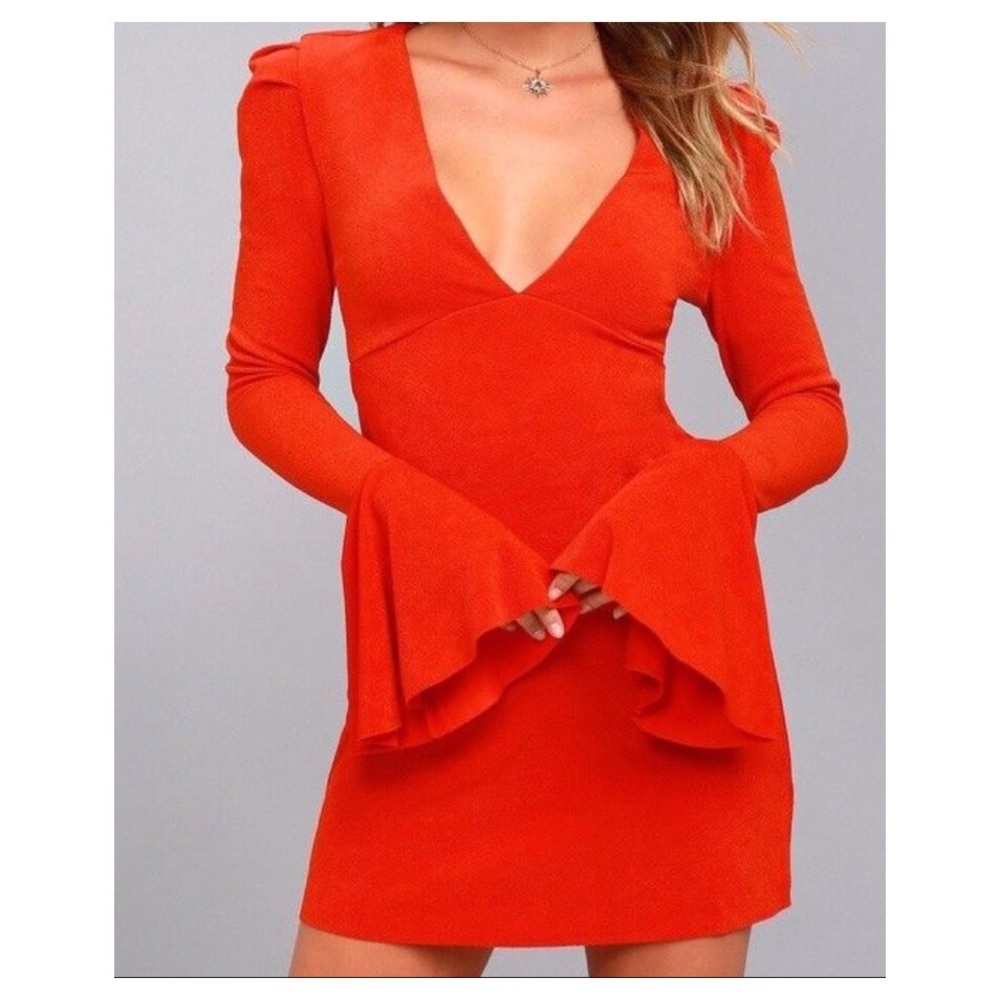 Free People bell sleeve dress red/orange N…